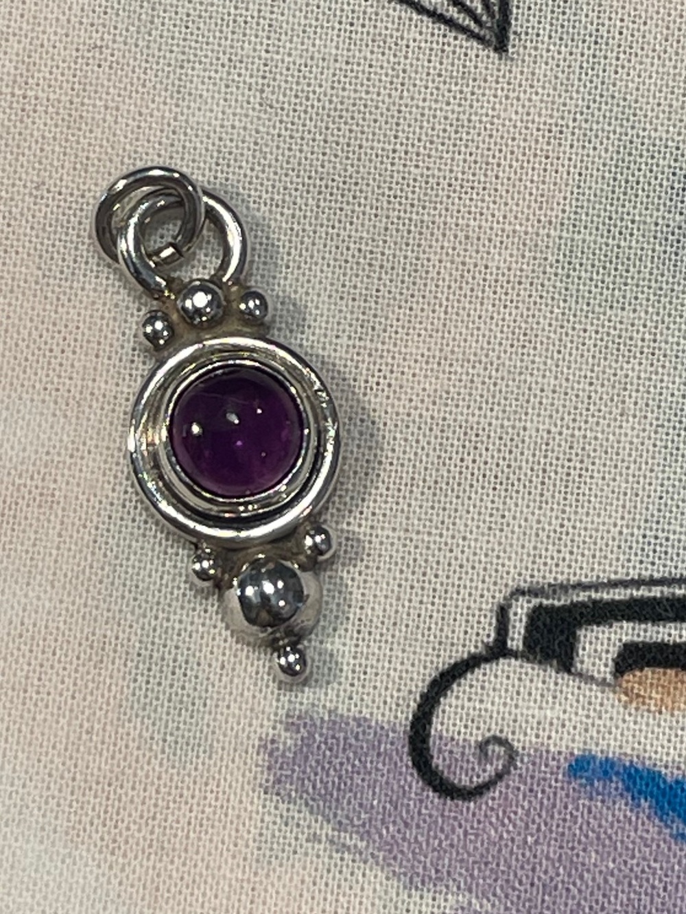 Artisan Handmade Amethyst Cabochon Pendant in Sterling Silver